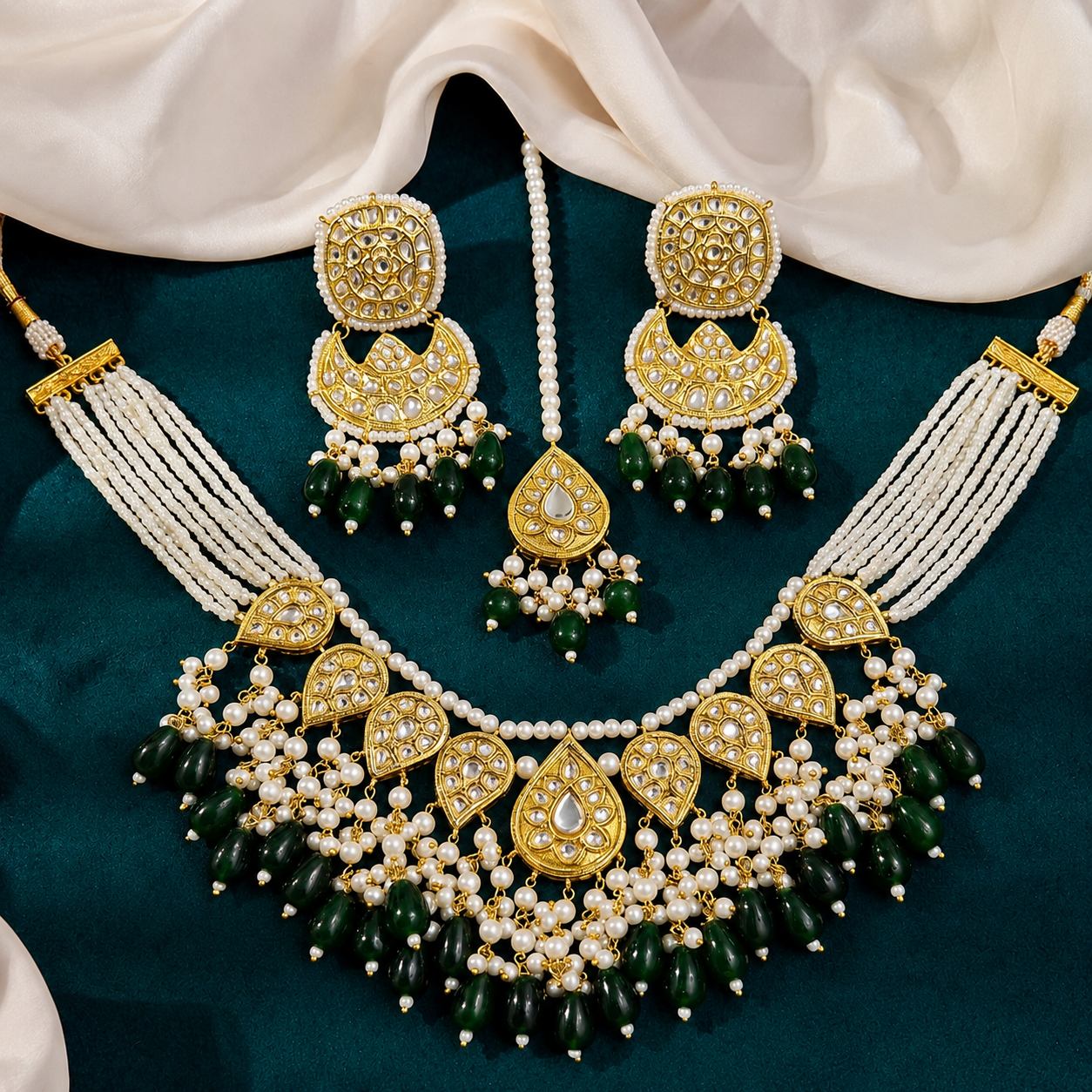 Stunning Laak Kundan Set Golden