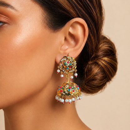 Naurang Multicolour Jhumka Earrings