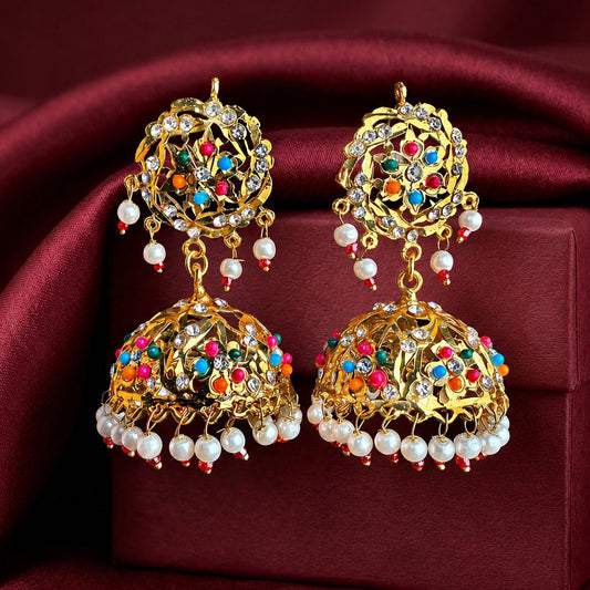 Naurang Multicolour Jhumka Earrings