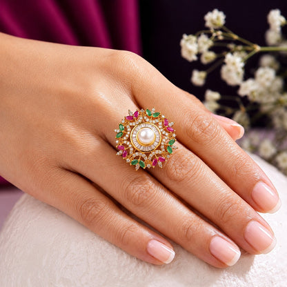 Pearl Centre Adjustable Cocktail Ring