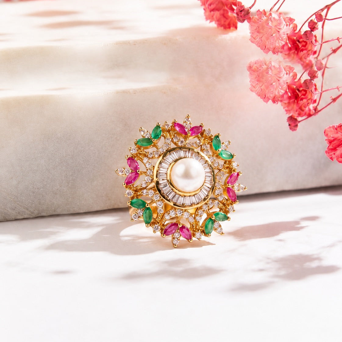 Pearl Centre Adjustable Cocktail Ring
