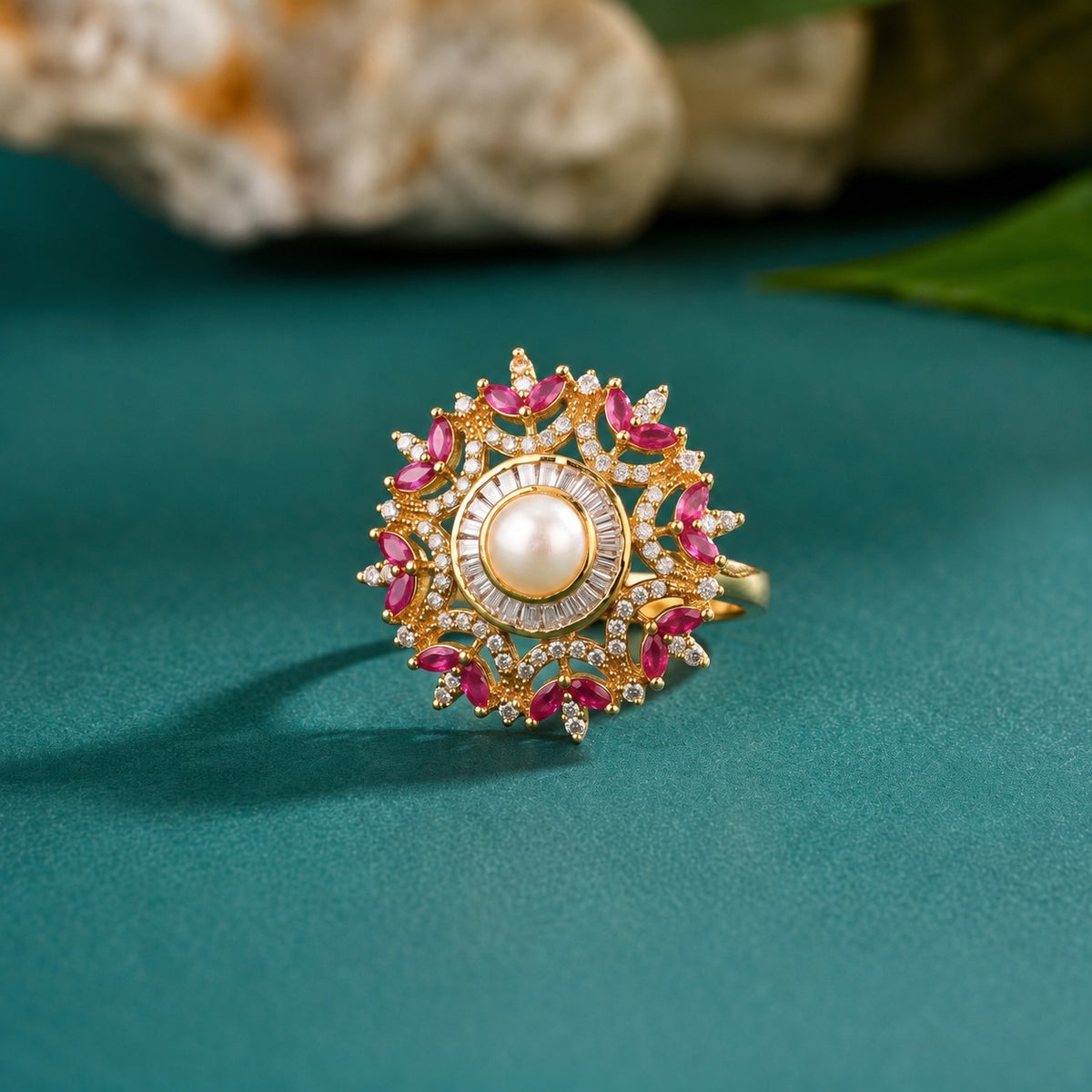 Pearl Centre Adjustable Cocktail Ring