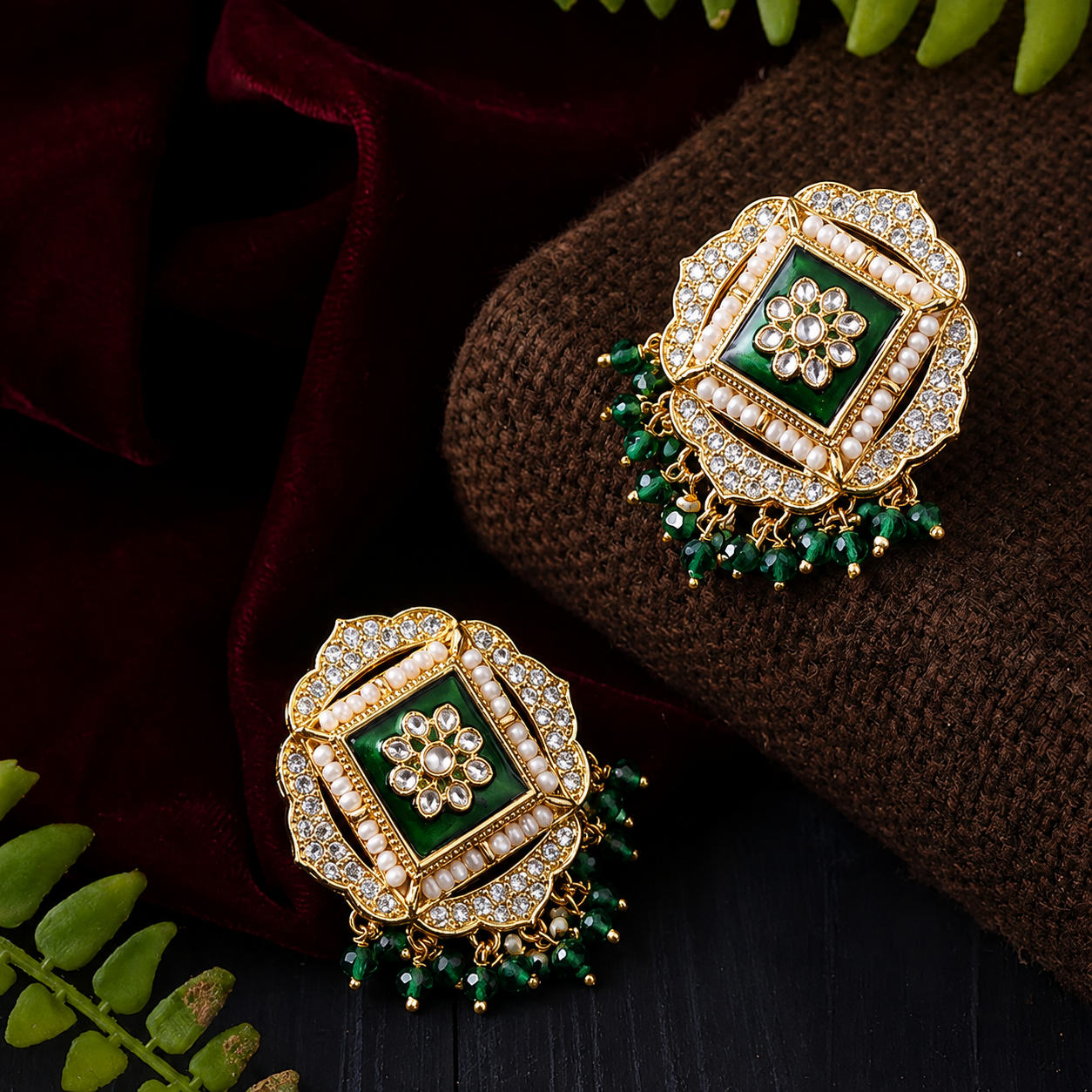 Royal Kundan Square Studs