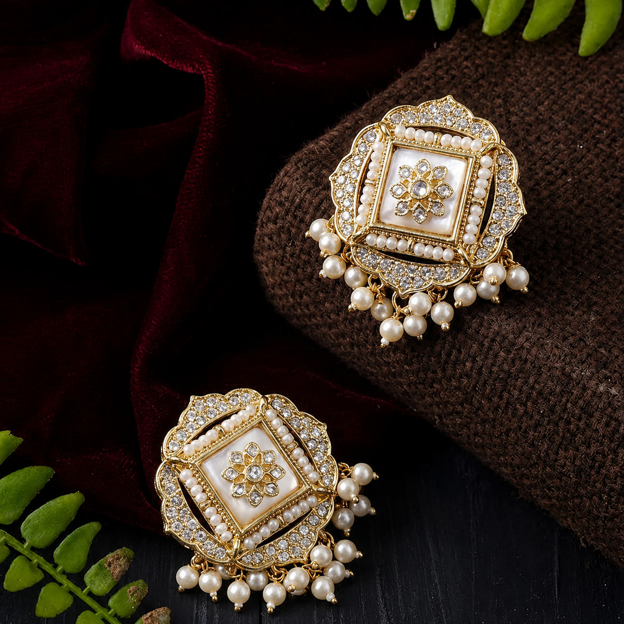 Royal Kundan Square Studs