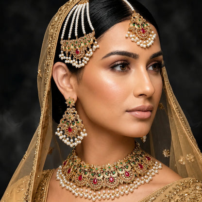 Royal Bridal Choker Set with Maang Tikka & Jhumar