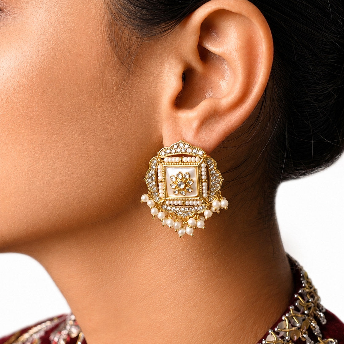 Royal Kundan Square Studs