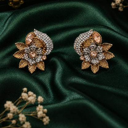 Antique Floral Leaf Stud Earrings