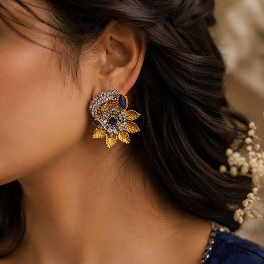 Antique Floral Leaf Stud Earrings