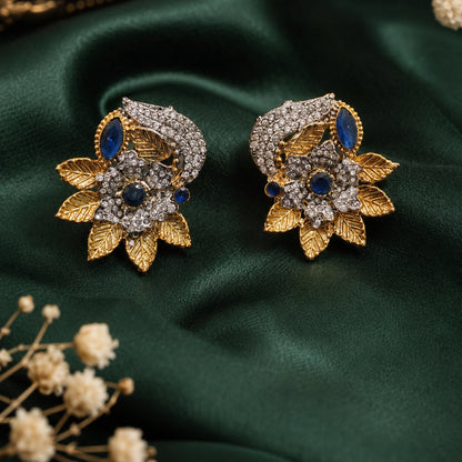Antique Floral Leaf Stud Earrings