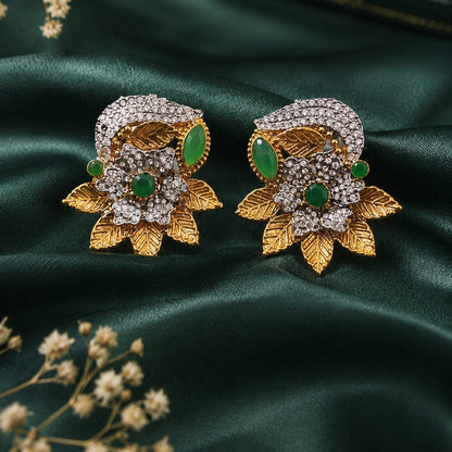 Antique Floral Leaf Stud Earrings