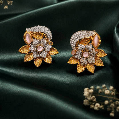 Antique Floral Leaf Stud Earrings