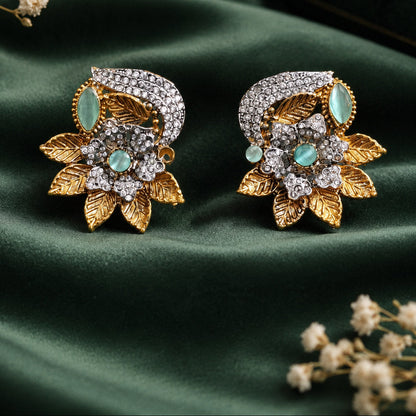 Antique Floral Leaf Stud Earrings