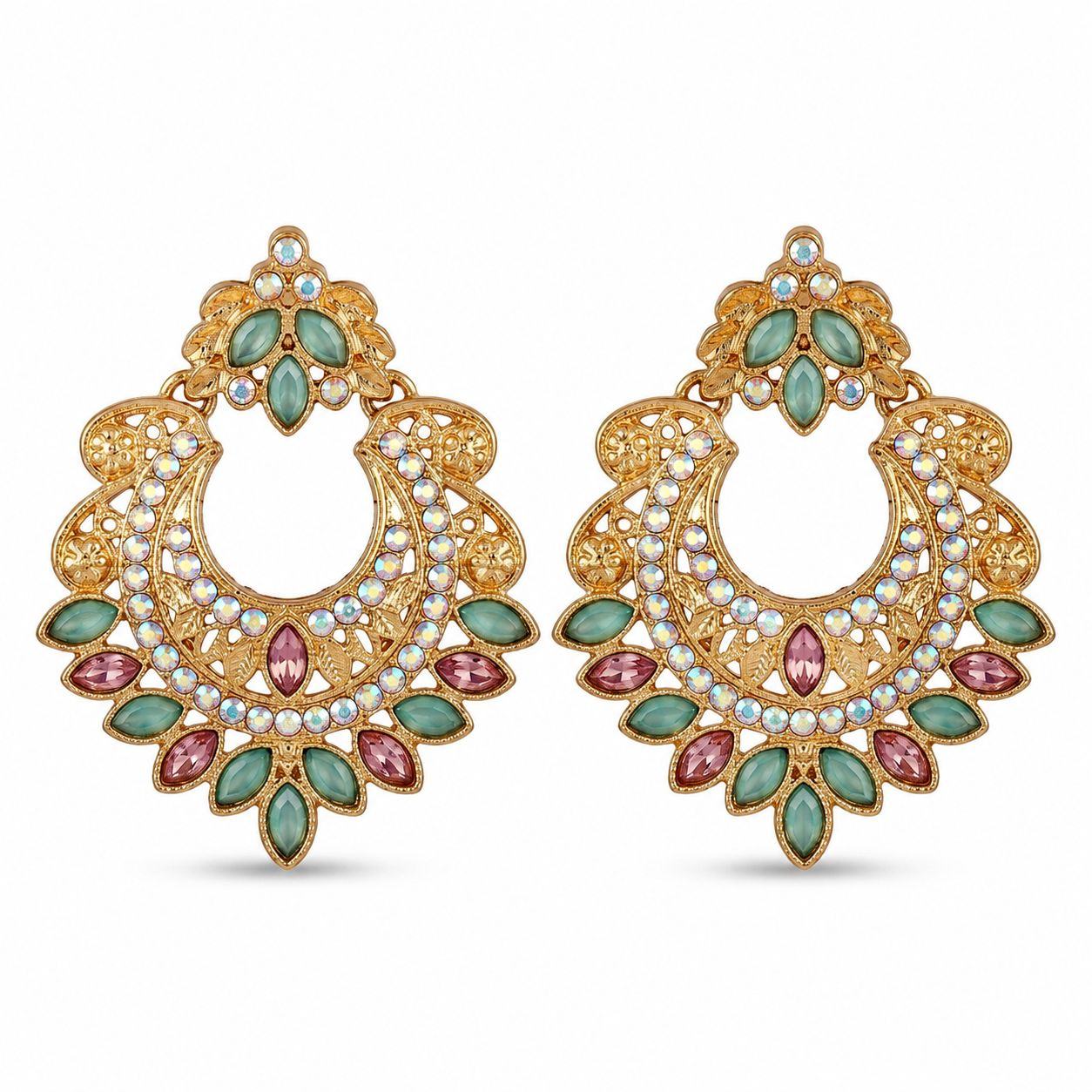 Gold Crescent Moon Drop Earrings