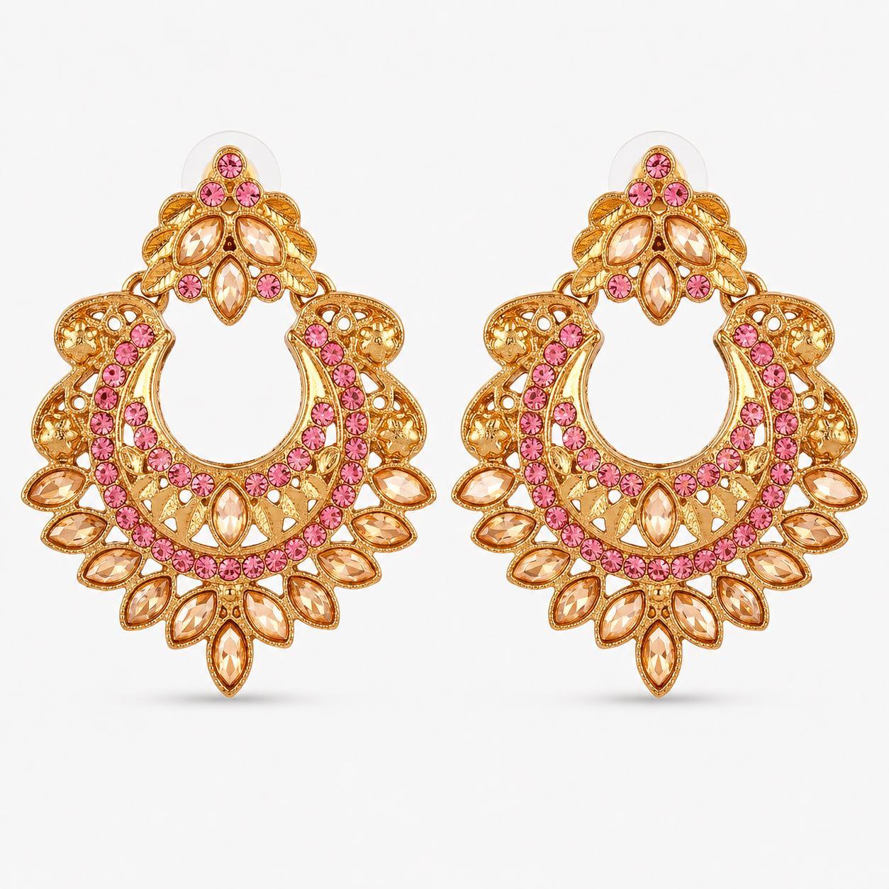 Gold Crescent Moon Drop Earrings