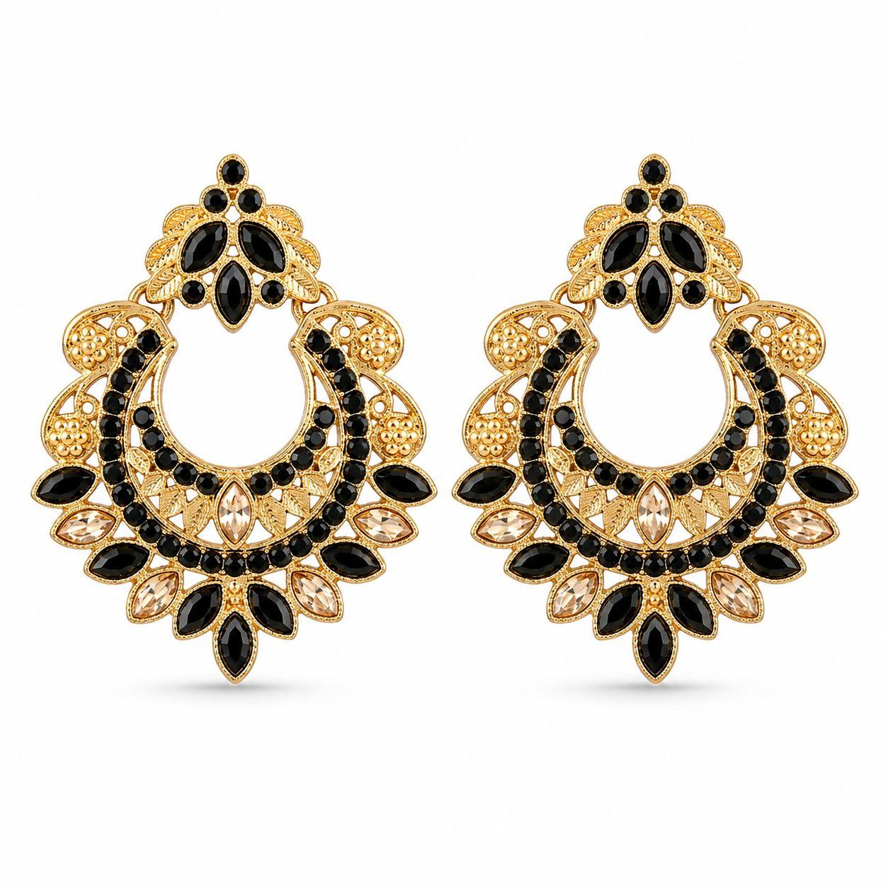 Gold Crescent Moon Drop Earrings