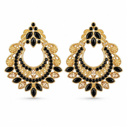 Gold Crescent Moon Drop Earrings
