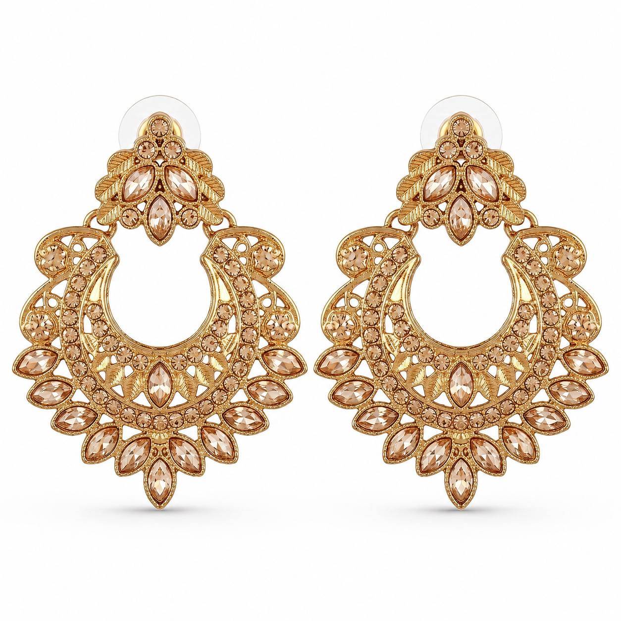 Gold Crescent Moon Drop Earrings