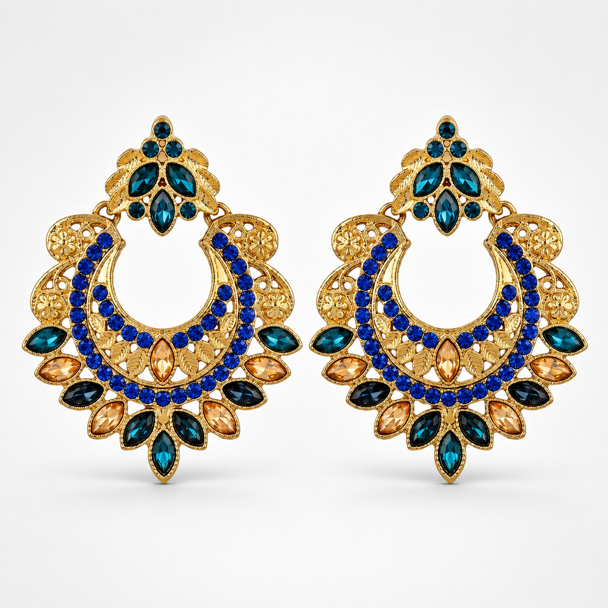 Gold Crescent Moon Drop Earrings