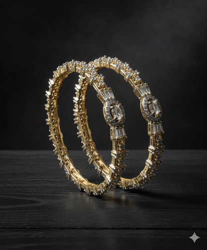 The Diamond-Touch Golden Silver Bangle Pair