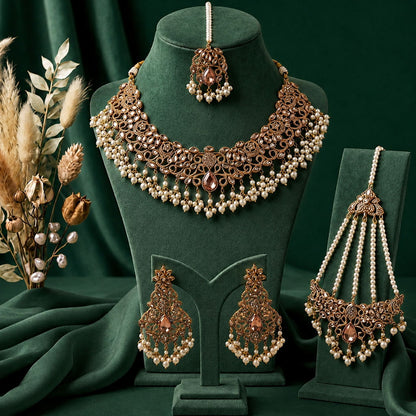Mehrunisa Gold Pearl Bridal Jewellery Set