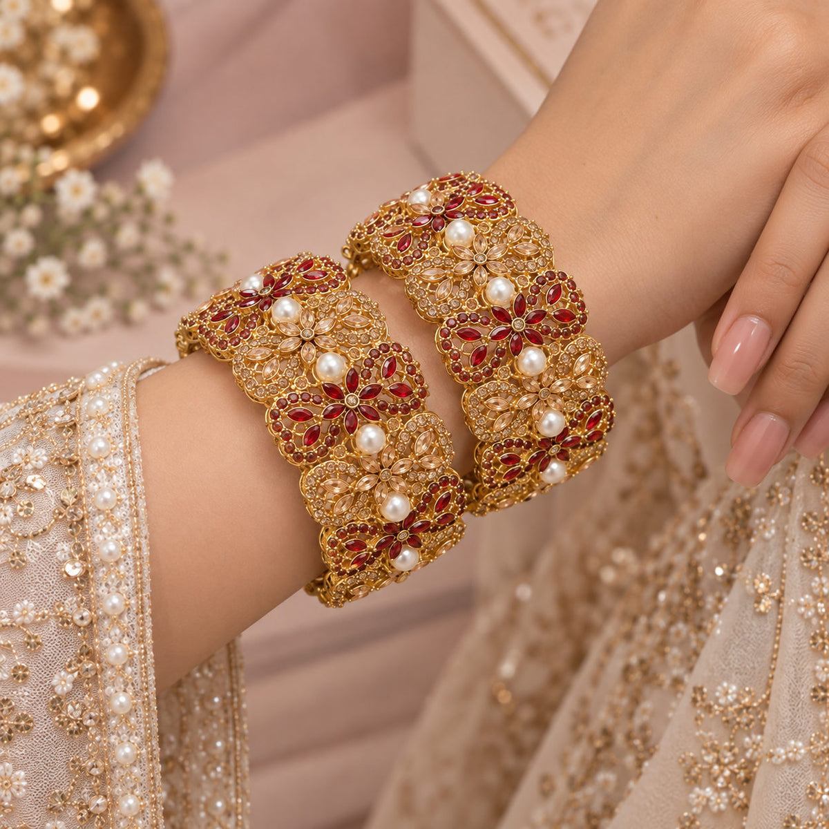 Kehkashaan Pearl Bangle Openable