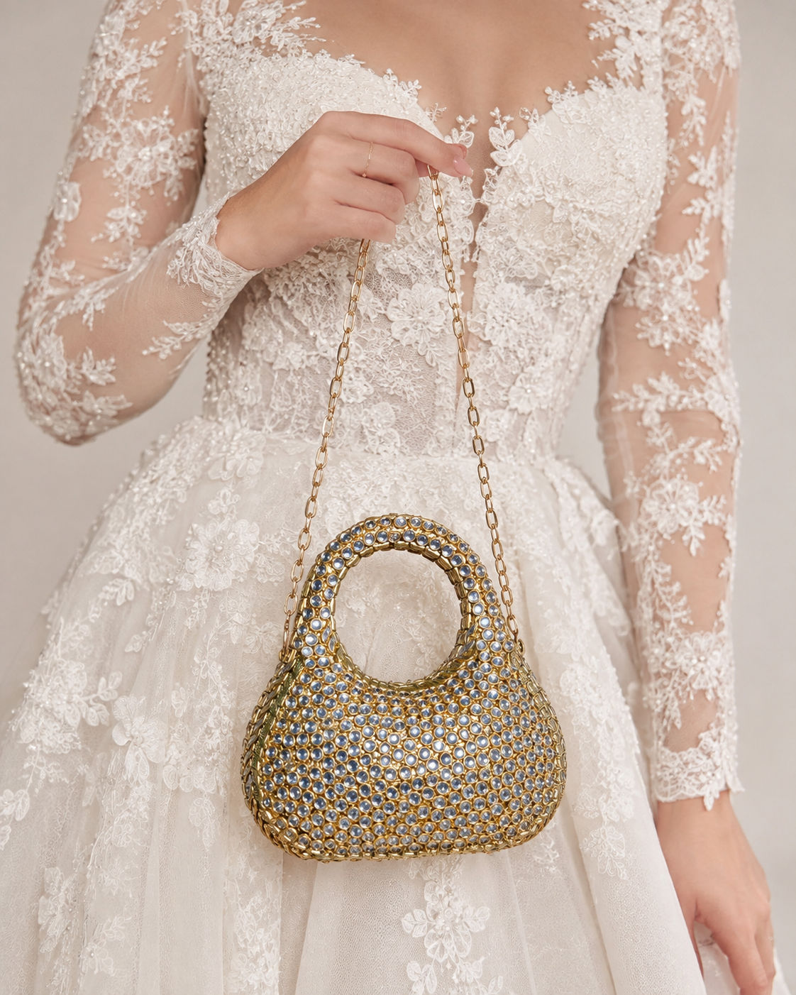 Amara Clutch – Bridal Evening Bag with Chain