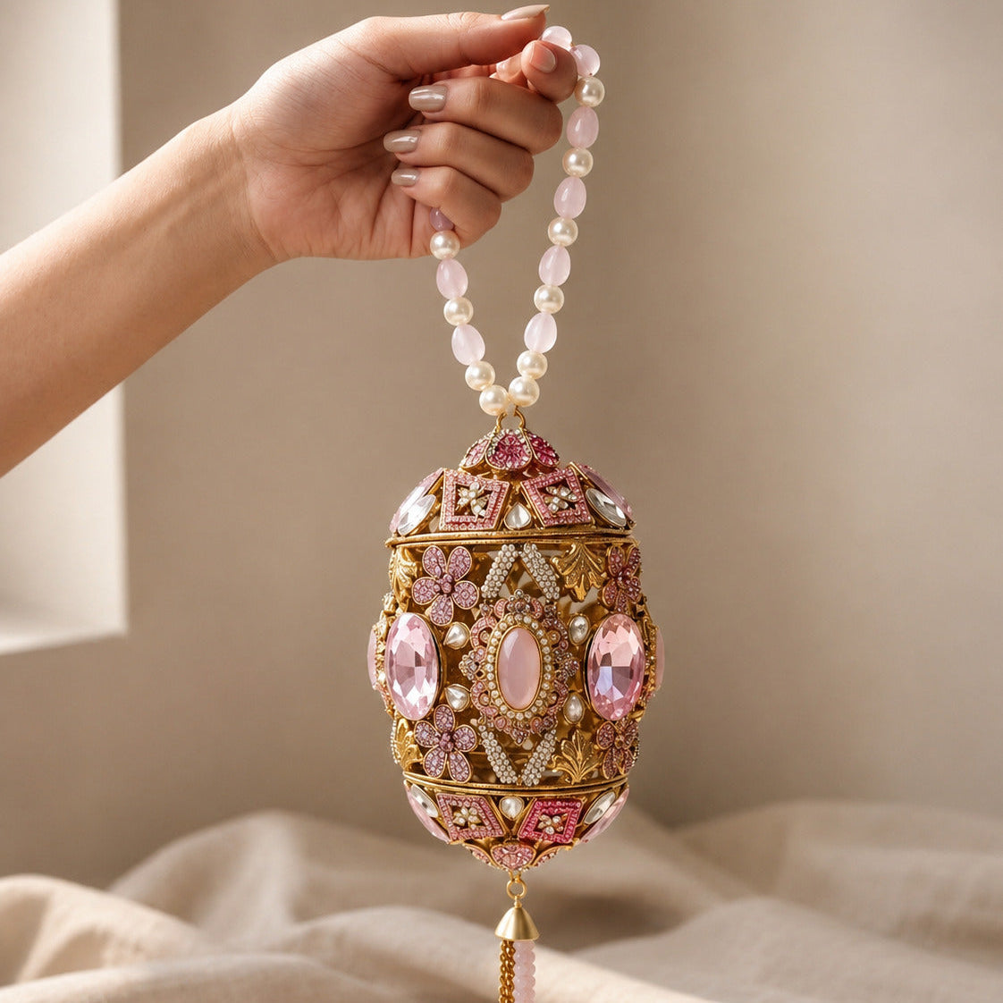 Lustre Royale Kundan Clutch – Bridal Evening Bag with Pearls