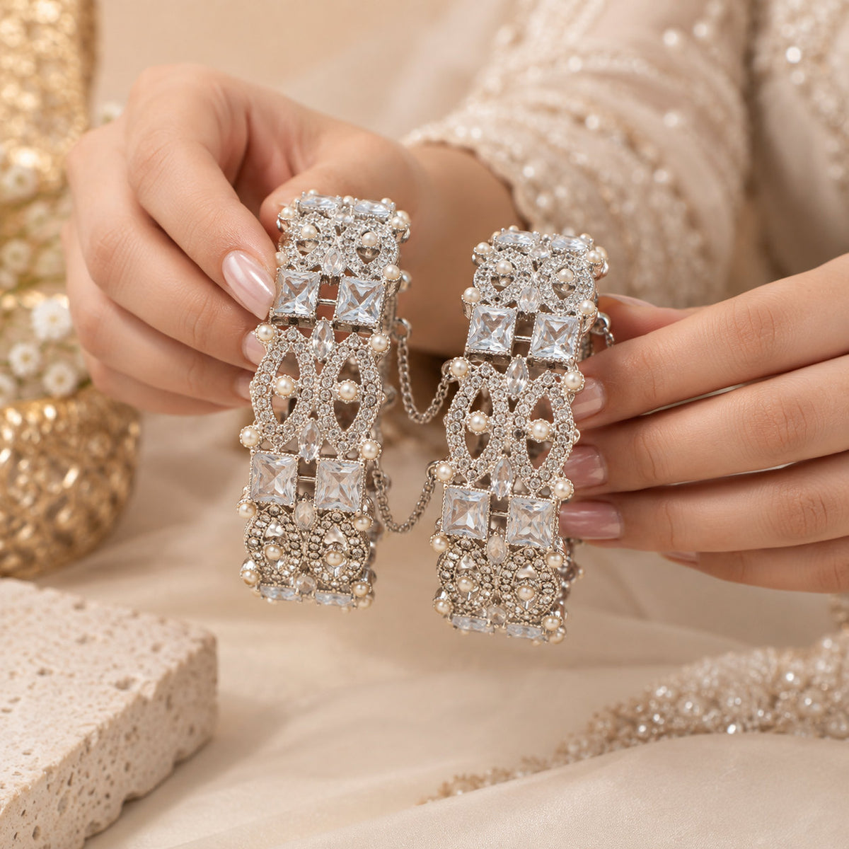 Sehar Silver Baguette Bangle