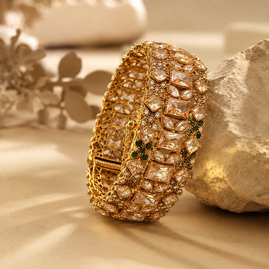 Mehrab-e-Zevar openable bangle pair, gold plated