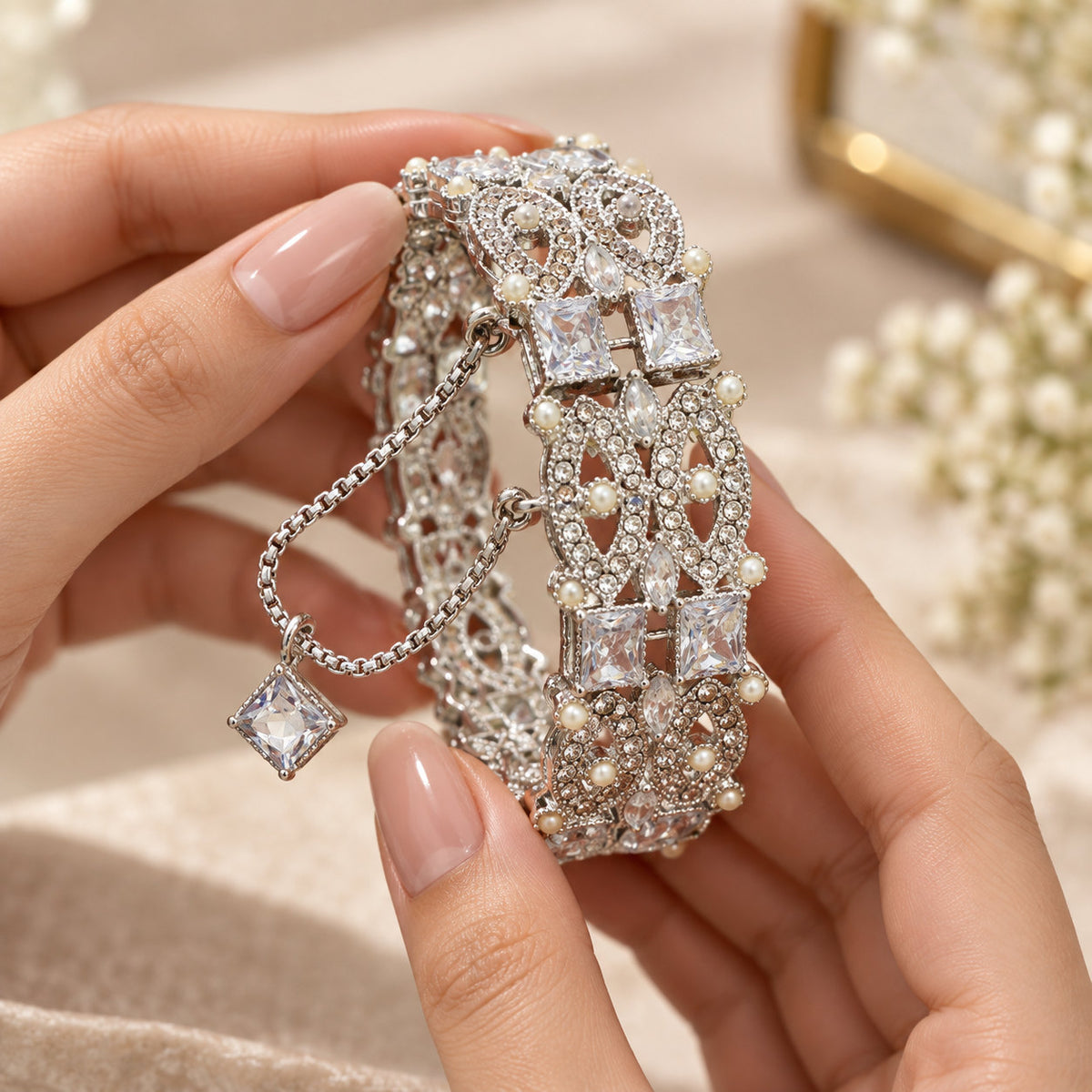 Sehar Silver Baguette Bangle