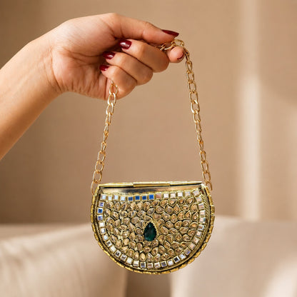 Kundan Bug Box Clutch – Antique Handcrafted Evening Bag