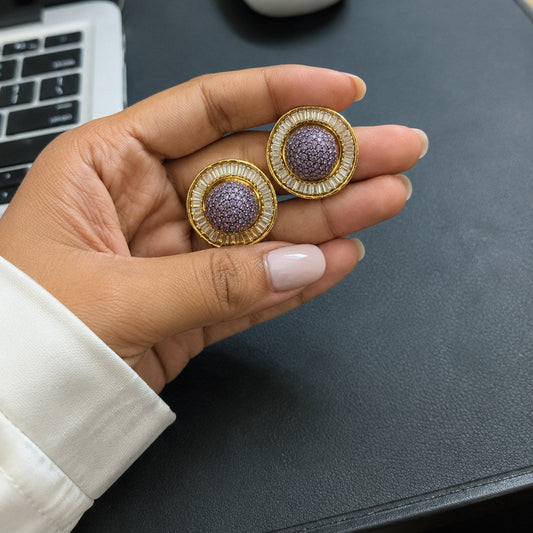 Round Dome Pavé Stud Earrings