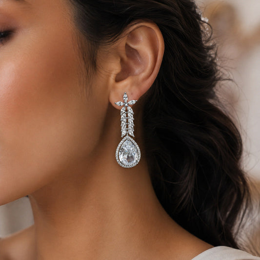 Zircon Pear Drop Earrings
