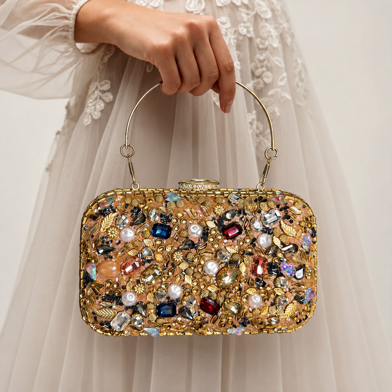 Ophelia Baroque Clutch- Bridal Evening Bag with handle