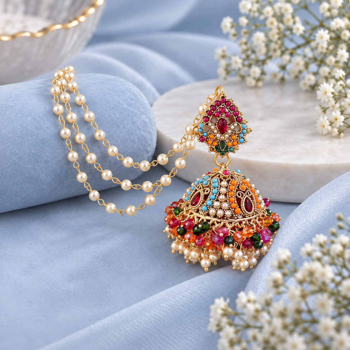 Mehrnaz Earrings & Teeka Set