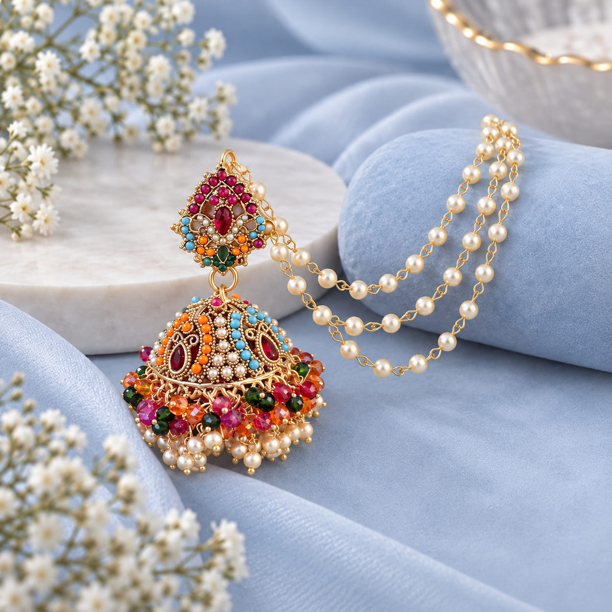 Mehrnaz Earrings & Teeka Set