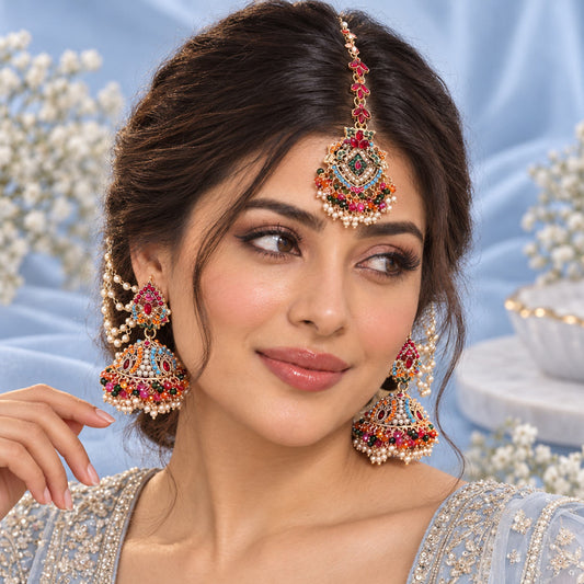 Mehrnaz Earrings & Teeka Set