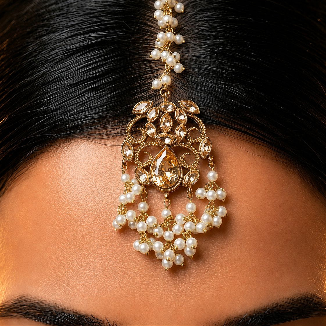 Mehrunisa Gold Pearl Bridal Jewellery Set