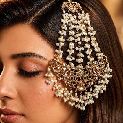 Mehrunisa Gold Pearl Bridal Jewellery Set