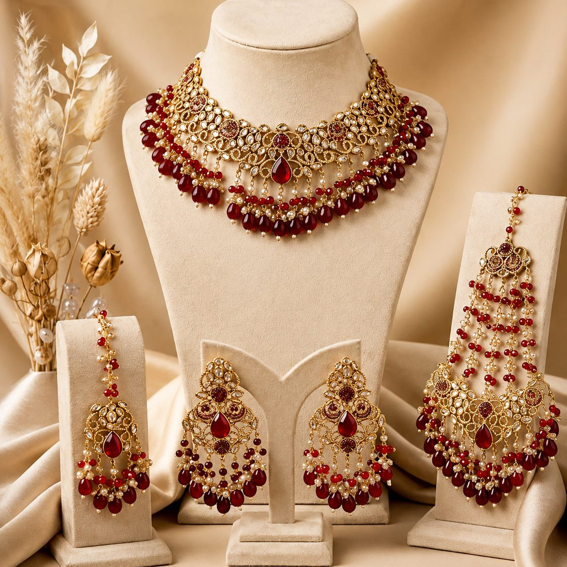 Mehrunisa Ruby Kundan Bridal Jewellery Set