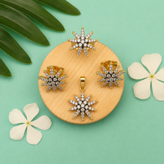 Rhinestone Flower Studs – Studs, Pendant & Ring