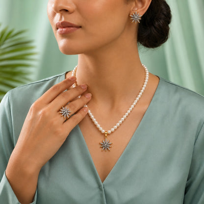 Rhinestone Flower Studs – Studs, Pendant & Ring