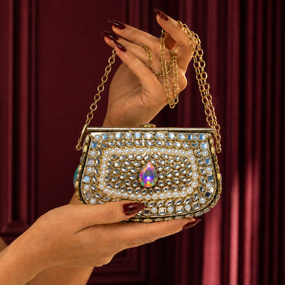 Whispering Crystals – Bridal Evening Bag with Chain