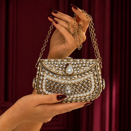 Whispering Crystals – Bridal Evening Bag with Chain