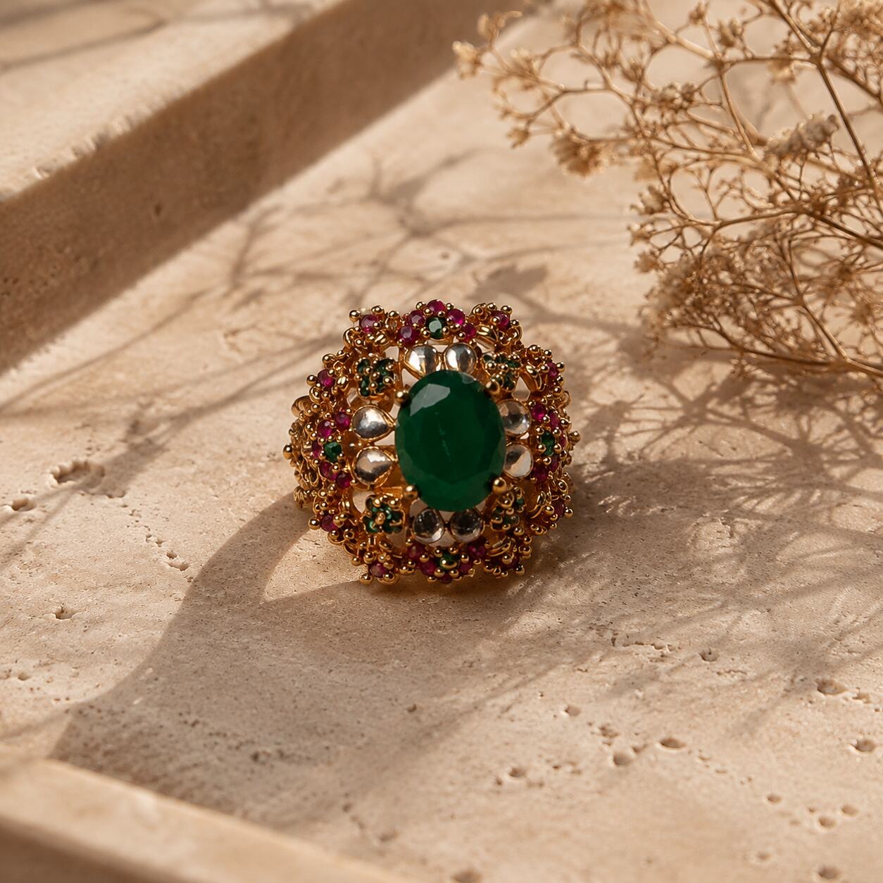 Sultana Gold Statement Ring