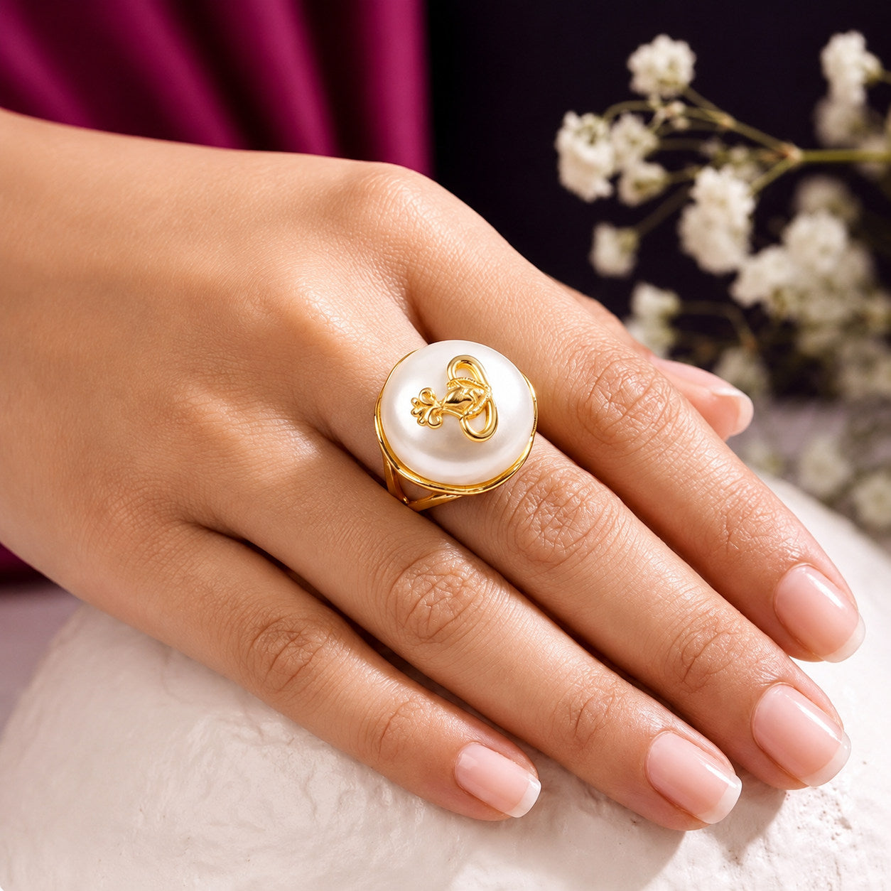 Baroque Pearl Royal Motif Ring