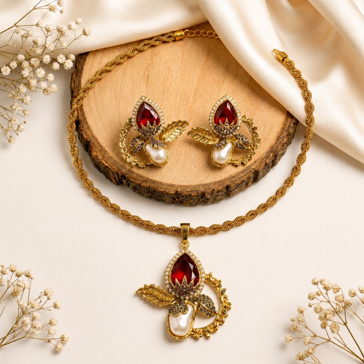 Mahraani Leaf Necklace Set