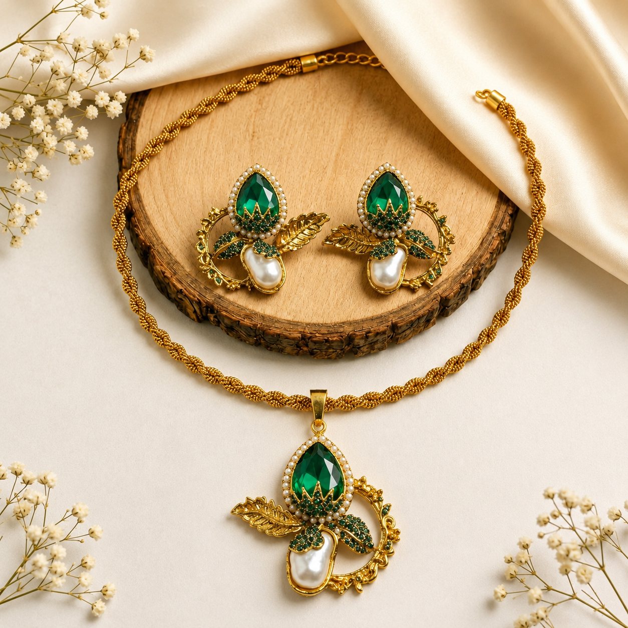 Mahraani Leaf Necklace Set