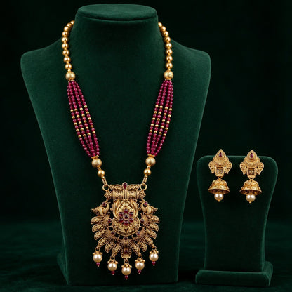 Maharani Ruby Pearl Necklace Set