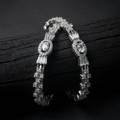 The Diamond-Touch Golden Silver Bangle Pair